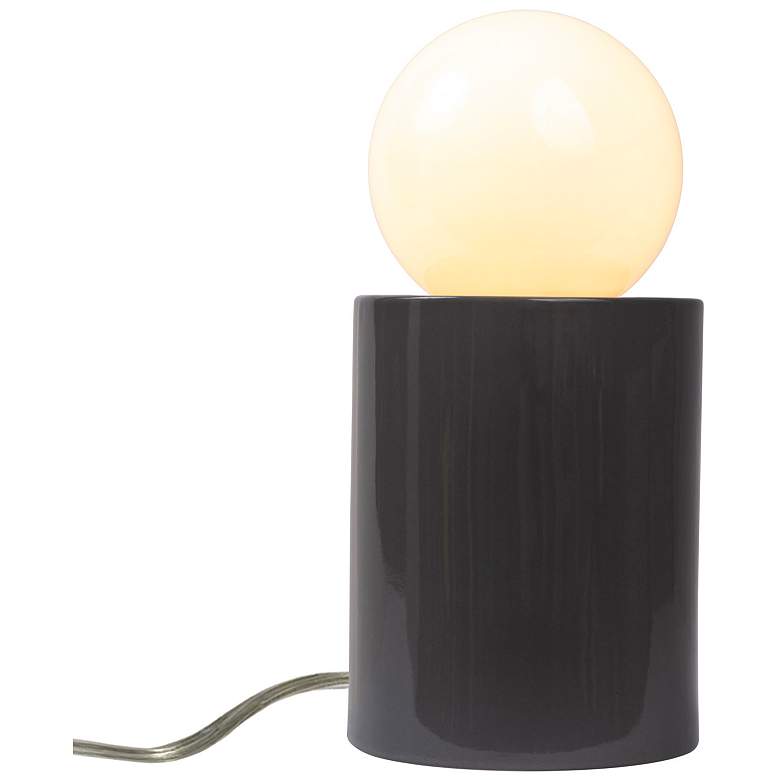 Image 3 Justice Design Portable 11 1/2" Gloss Gray Ceramic Accent Table Lamp more views