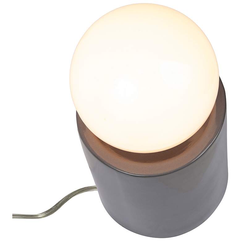 Image 4 Justice Design Portable 11 1/2" Gloss Gray Ceramic Accent Table Lamp more views