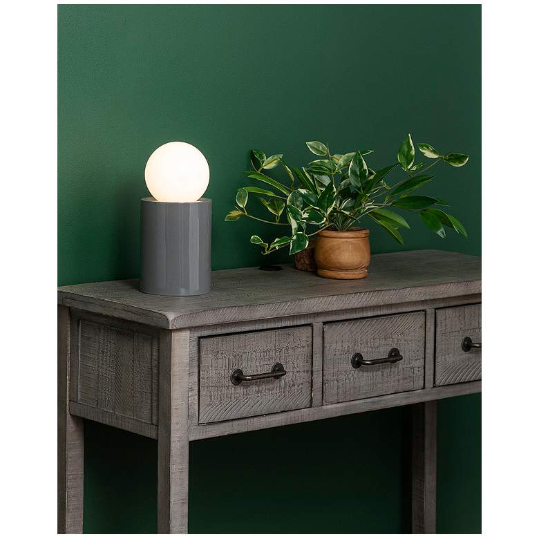 Image 5 Justice Design Portable 11 1/2" Gloss Gray Ceramic Accent Table Lamp more views