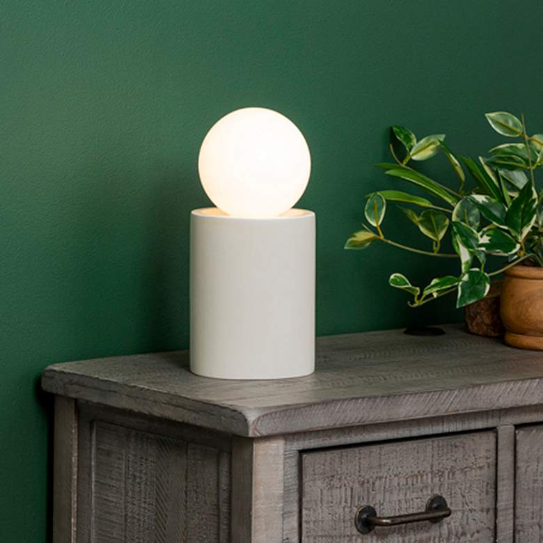 Image 1 Justice Design Portable 11 1/2" Matte White Ceramic Accent Table Lamp