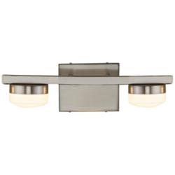 Justice Design Puck 4 1/2&quot; High Brushed Nickel 2-Light LED Wall Sconce