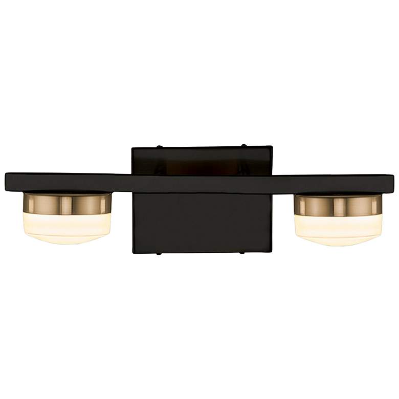 Image 2 Justice Design Puck 4 1/2 inch High Matte Black 2-Light LED Wall Sconce