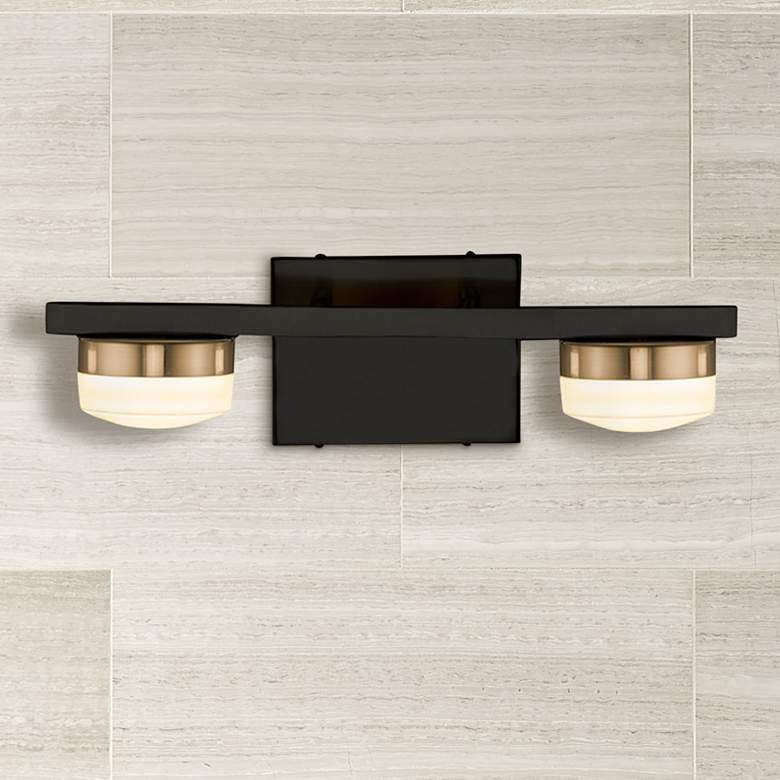 Image 1 Justice Design Puck 4 1/2" High Matte Black 2-Light LED Wall Sconce
