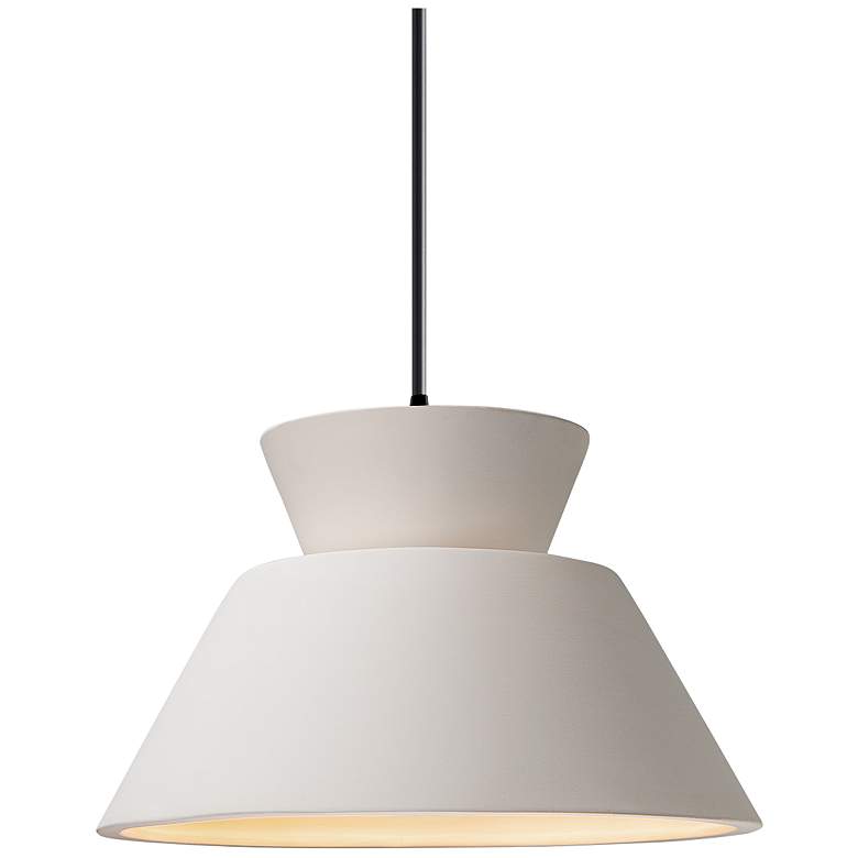 Image 1 Justice Design Radiance 11" Bisque Ceramic Trapezoid Pendant Light