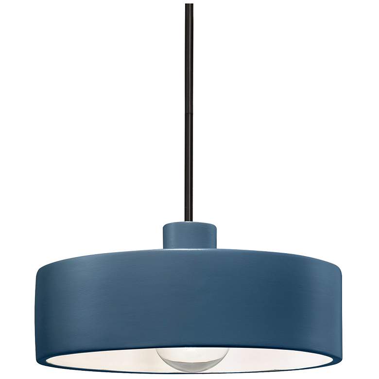 Image 1 Justice Design Radiance 12"W Matte Black Mini Drum Pendant