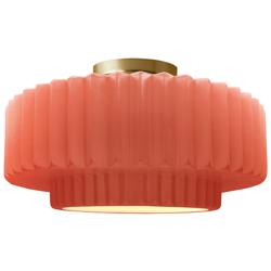 Justice Design Radiance 16 1/2" Brushed Brass Blush Pink Ceiling Light