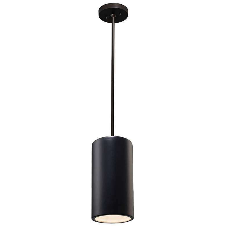 Image 2 Justice Design Radiance 7" Carbon Black Ceramic Cylinder Pendant more views