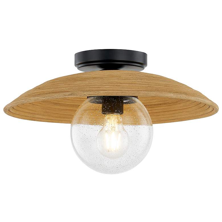 Image 2 Justice Design Rattan Caribe 15"W Matte Black Ceiling Light