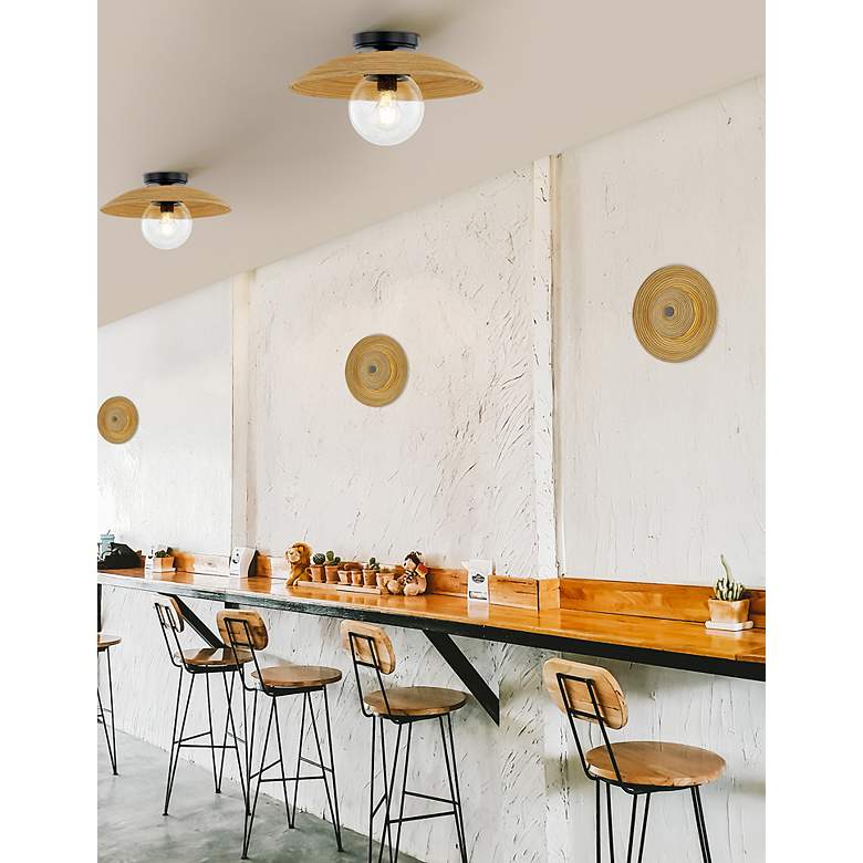 Image 3 Justice Design Rattan Caribe 15"W Matte Black Ceiling Light more views