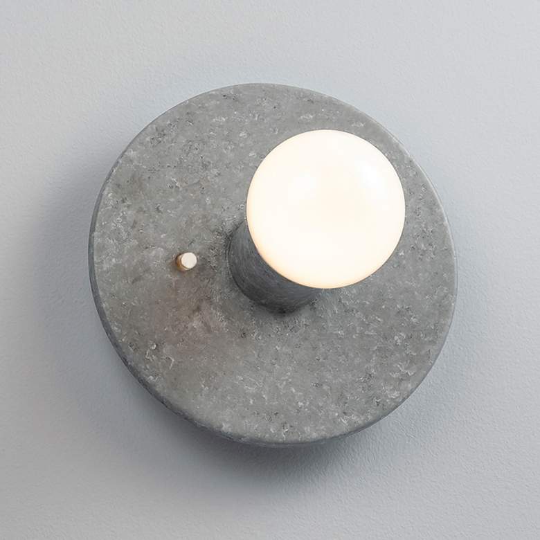 Image 2 Justice Design Stepped Discus 8" High Concrete Wall Sconce