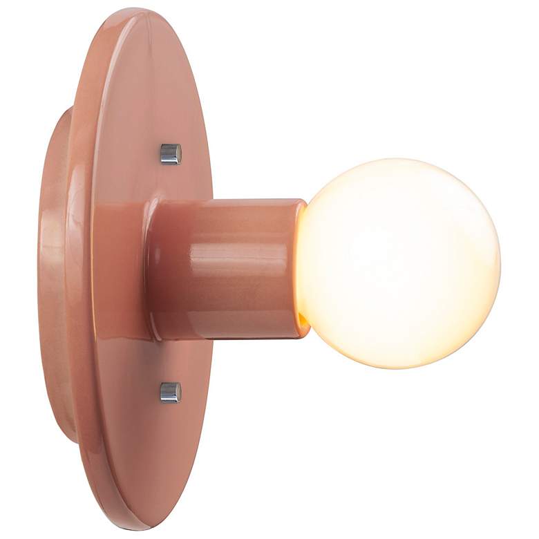 Image 4 Justice Design Stepped Discus 8"H Gloss Blush Wall Sconce more views