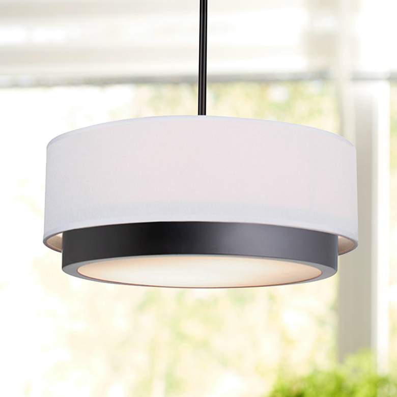 Image 1 Justice Design Tate 15 3/4"W Matte Black LED Pendant Light