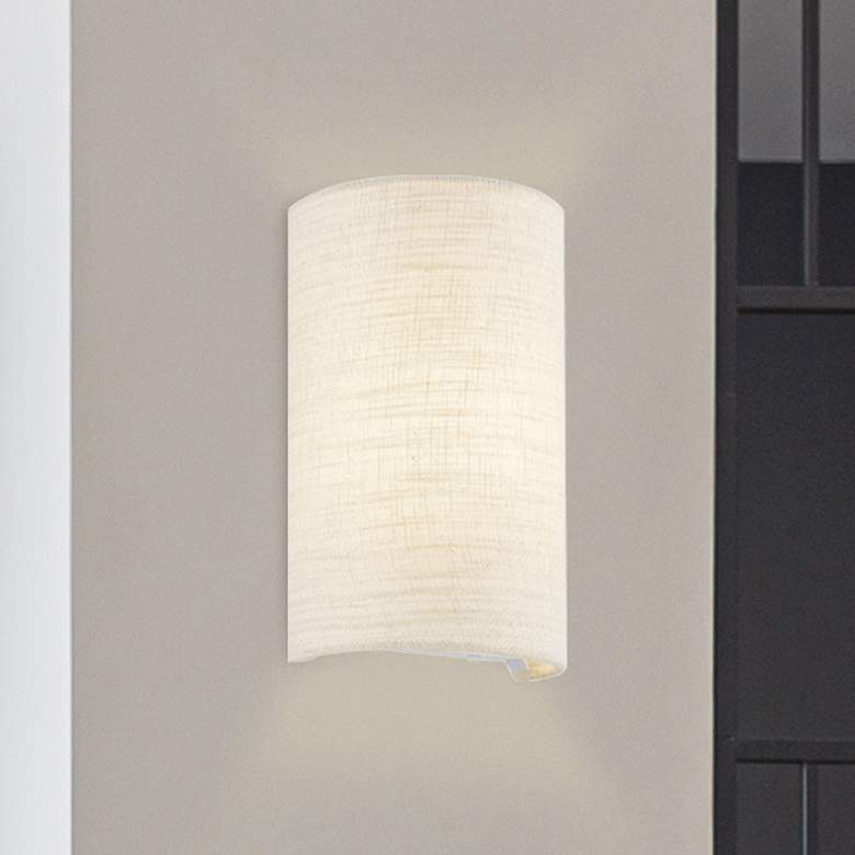 Image 2 Justice Design Tebbe 10" High Cream Linen Wall Sconce