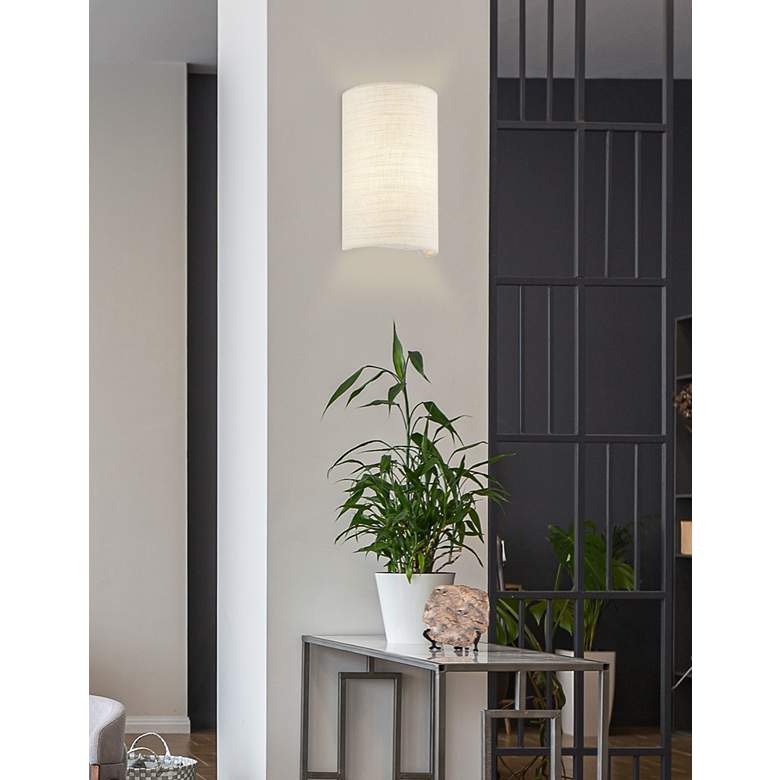 Image 7 Justice Design Tebbe 10" High Cream Linen Wall Sconce more views