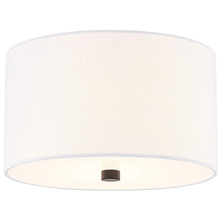 Image 1 Justice Design Textile 11" Wide Matte White Linen Drum Ceiling Light