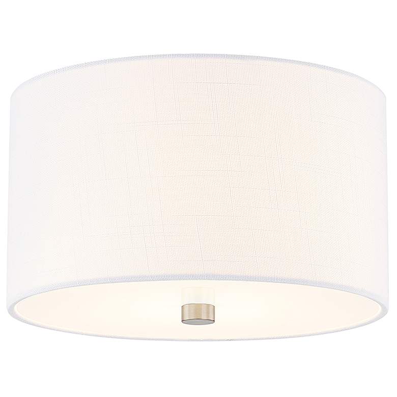 Image 1 Justice Design Textile 11" Wide Nickel White Linen Drum Ceiling Light