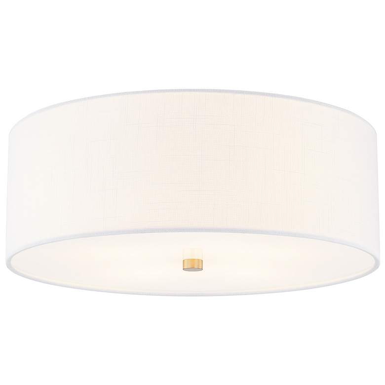 Image 1 Justice Design Textile 18" Brushed Brass White Shade Ceiling Light