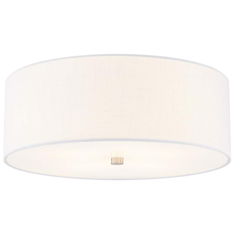 Image 1 Justice Design Textile 18" Brushed Nickel White Shade Ceiling Light