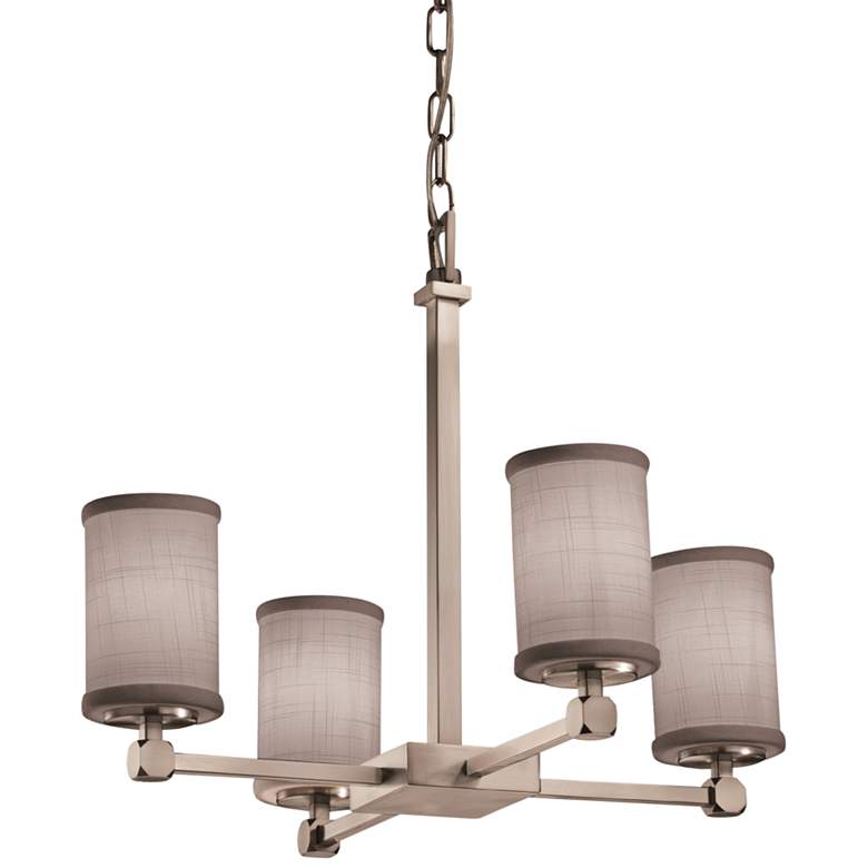 Image 2 Justice Design Textile 21" Chrome and Gray LED Shade Chandelier