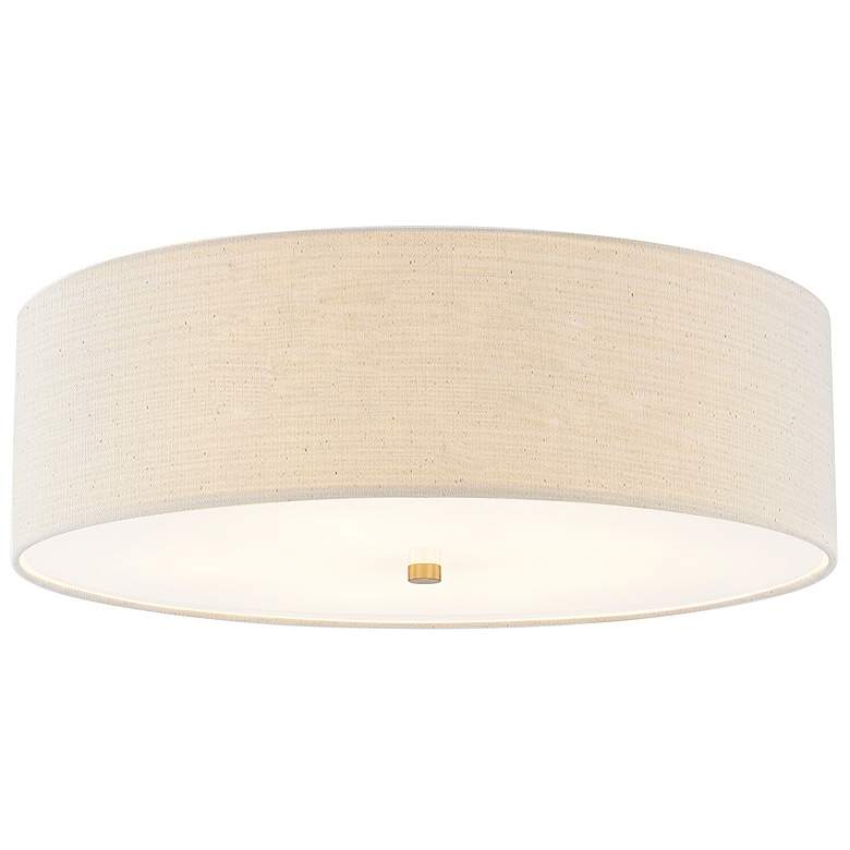 Image 3 Justice Design Textile 24" Brushed Brass Cream Shade Ceiling Light