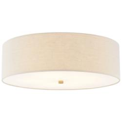 Justice Design Textile 24" Brushed Brass Cream Shade Ceiling Light