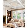4_Justice Design Textile 24" Brushed Brass Cream Shade Ceiling Light more views