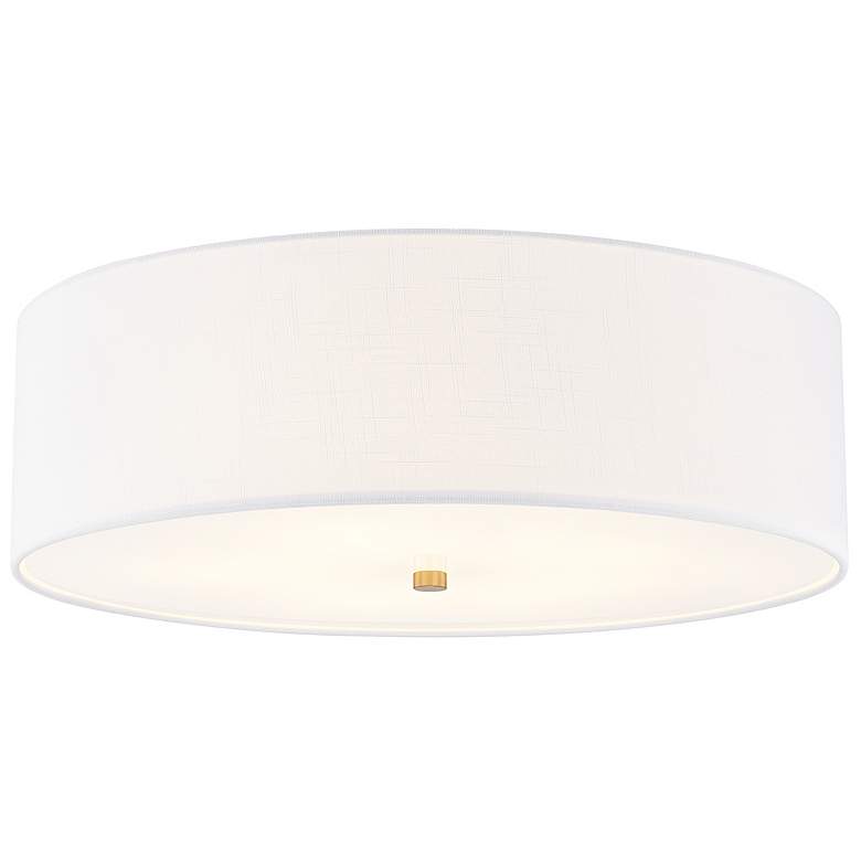 Image 2 Justice Design Textile 24" Brushed Brass White Shade Ceiling Light