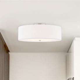 Justice Design Textile 24" Nickel White Shade Semi-Flush Ceiling Light Justice Design Textile 24" Nickel White Shade Semi-Flush Ceiling Light