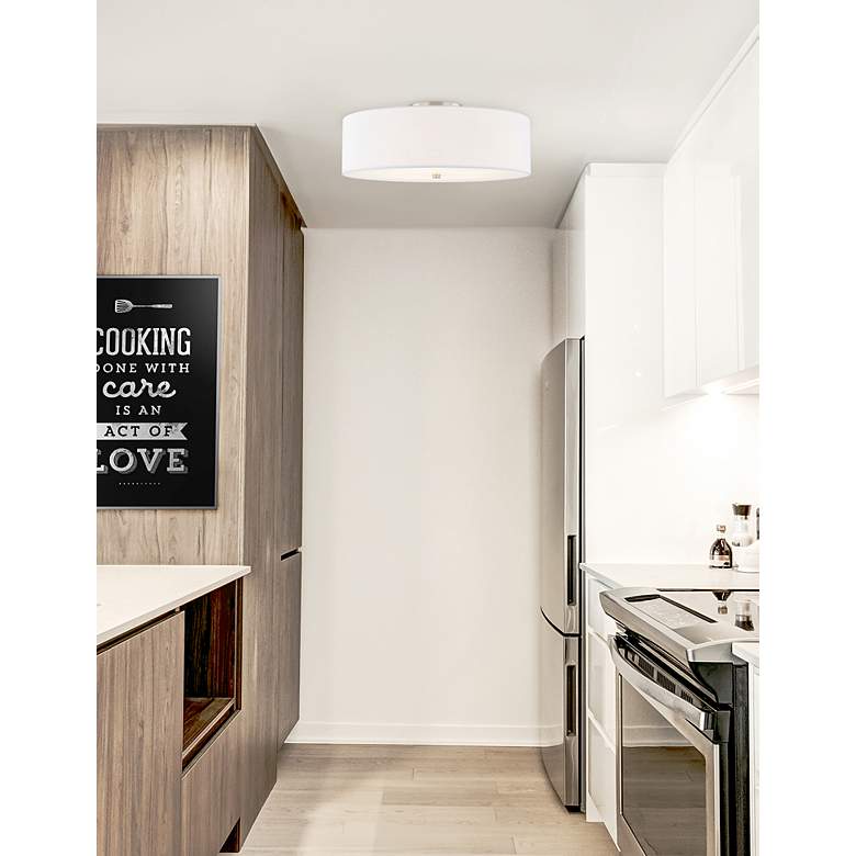 Image 4 Justice Design Textile 24" Nickel White Shade Semi-Flush Ceiling Light more views