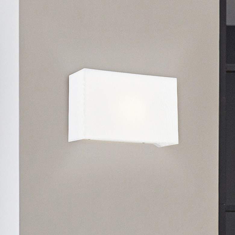 Image 1 Justice Design Textile 8" High White Linen Rectangular ADA Wall Sconce