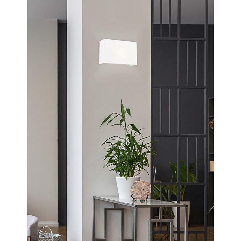 Image 5 Justice Design Textile 8" High White Linen Rectangular ADA Wall Sconce more views