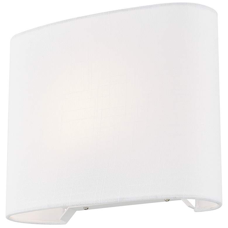 Image 3 Justice Design Textile 9 3/4" High White Linen Oval ADA Wall Sconce more views