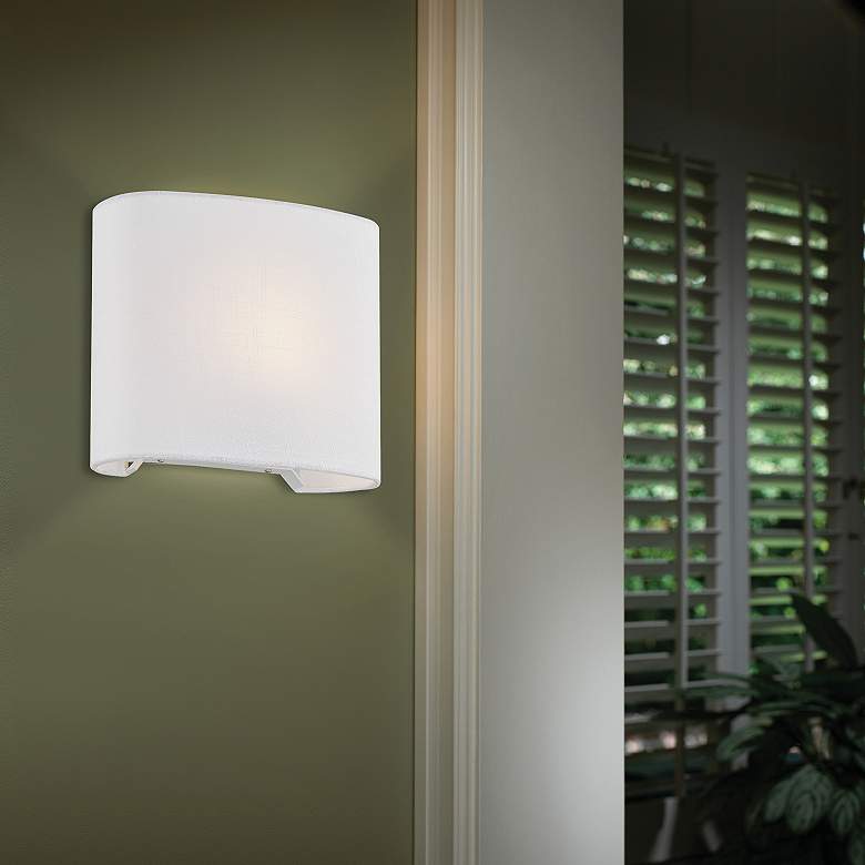 Image 4 Justice Design Textile 9 3/4" High White Linen Oval ADA Wall Sconce more views