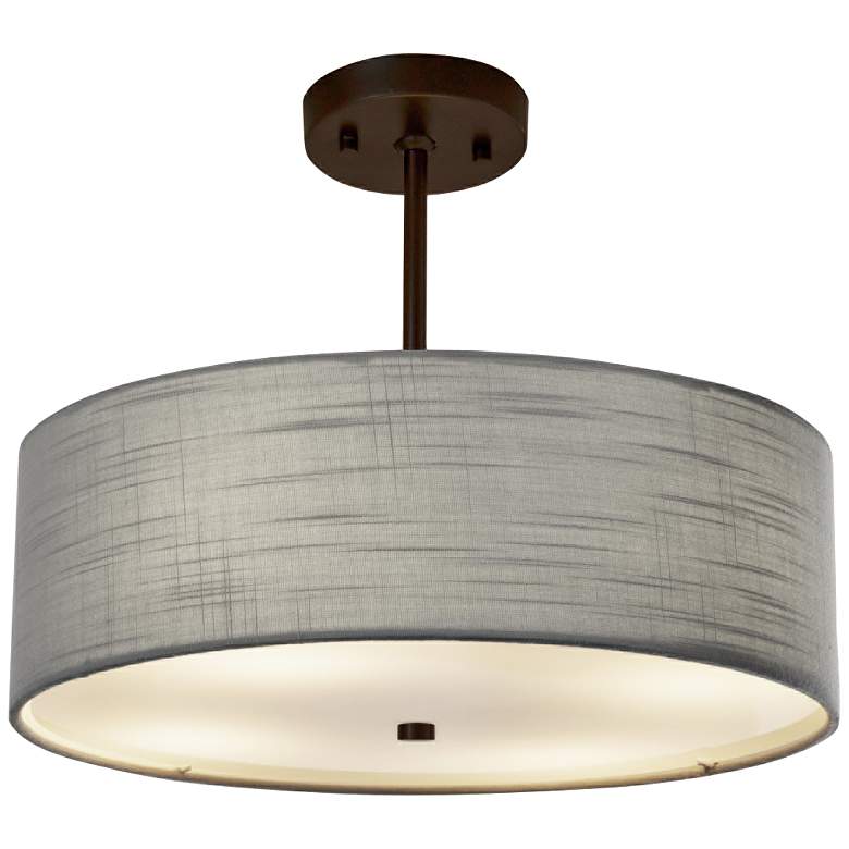 Image 2 Justice Design Textile Classic 18" Wide Bronze Gray Drum Pendant Light