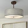 1_Justice Design Textile Classic 18" Wide Bronze Gray Drum Pendant Light