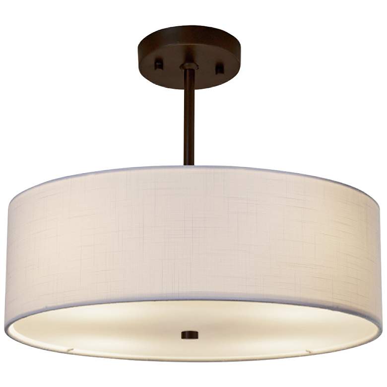 Image 2 Justice Design Textile Classic 18" Wide Bronze White Drum Pendant