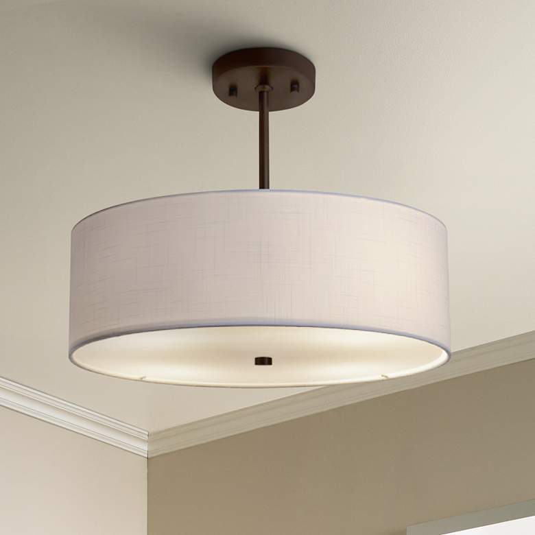 Image 1 Justice Design Textile Classic 18" Wide Bronze White Drum Pendant
