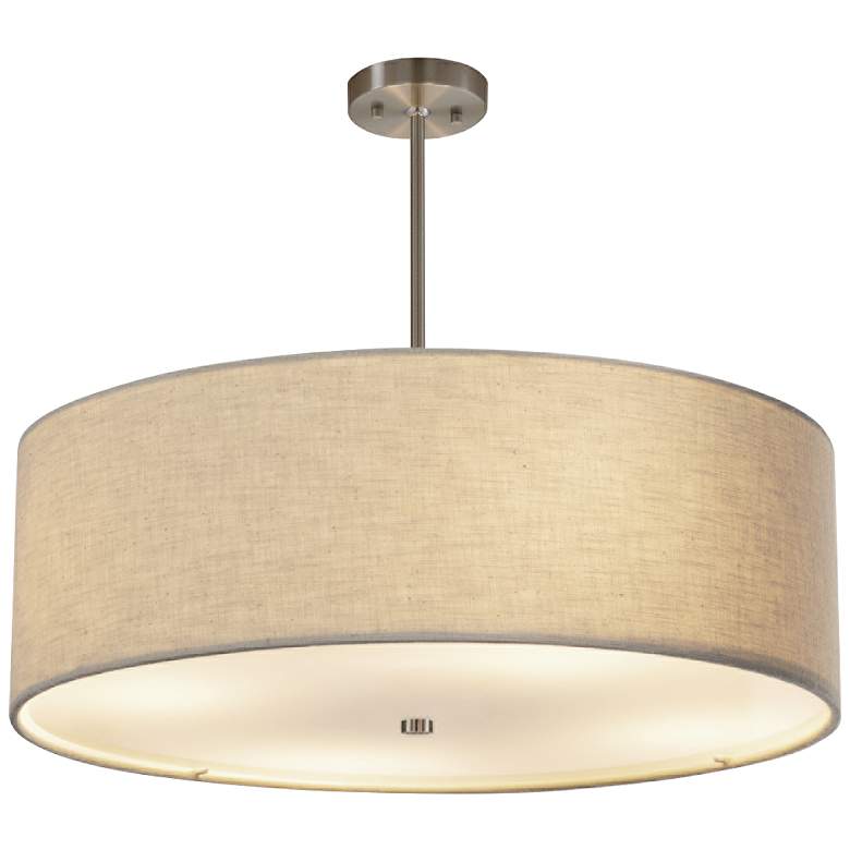 Image 2 Justice Design Textile Classic 24"Wide Nickel Cream Drum Pendant Light