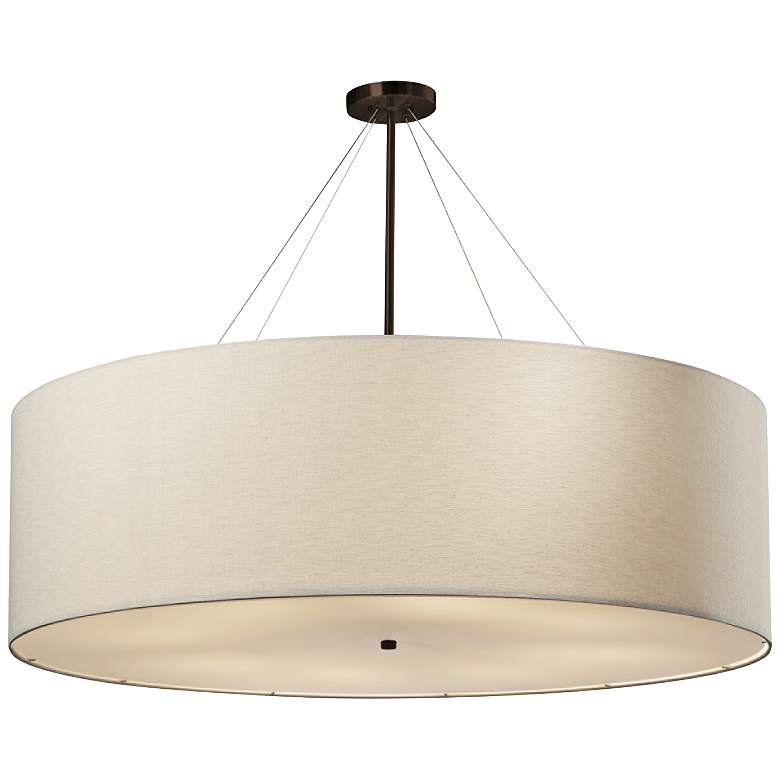 Image 2 Justice Design Textile Classic 48 inch Bronze Cream Drum Pendant Light