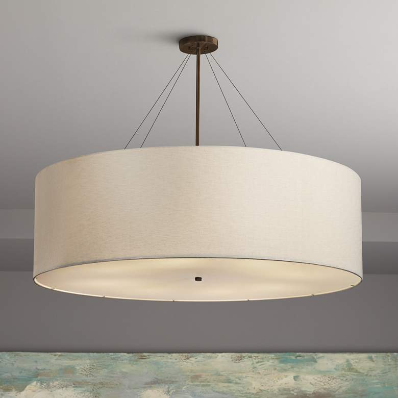 Image 1 Justice Design Textile Classic 48" Bronze Cream Drum Pendant Light