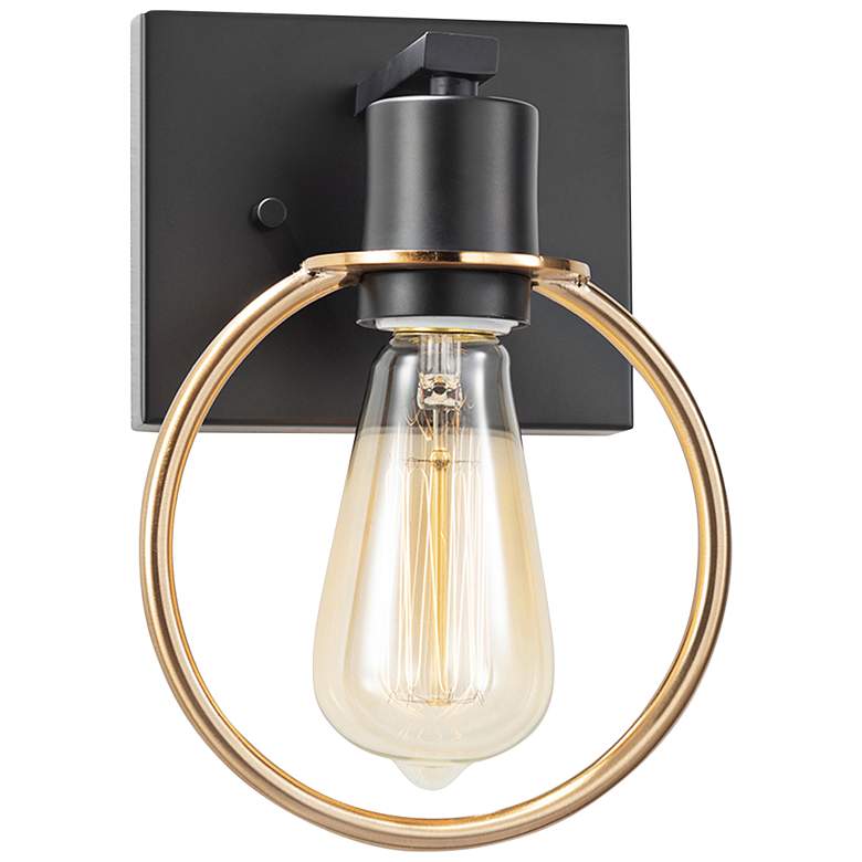 Image 1 Justice Design Volta 10 inchH Matte Black and Brass Wall Sconce