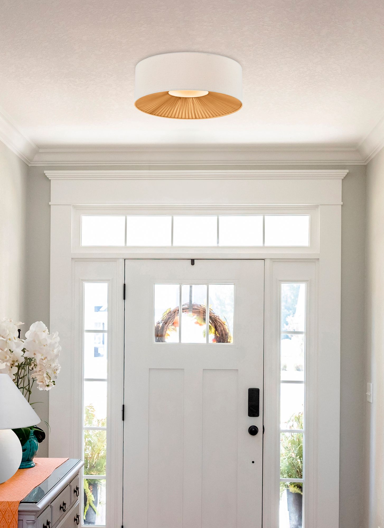 Image 4 Justice Design Warren 18"W Cream Drum Ceiling Light more views