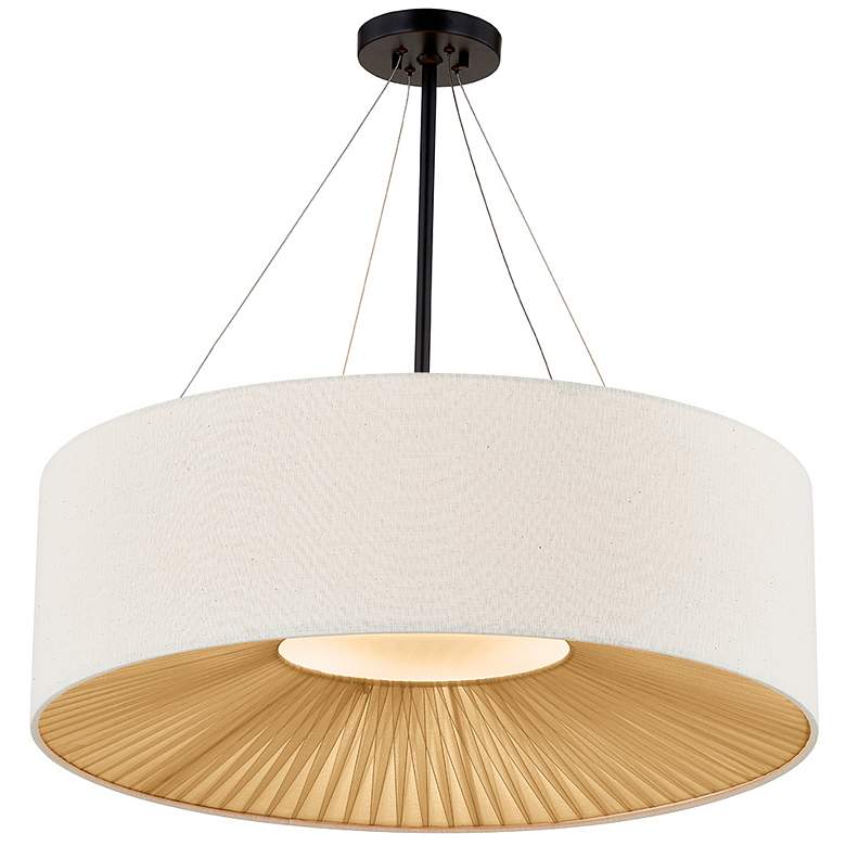 Image 1 Justice Design Warren 36"W Matte Black Drum Pendant Light