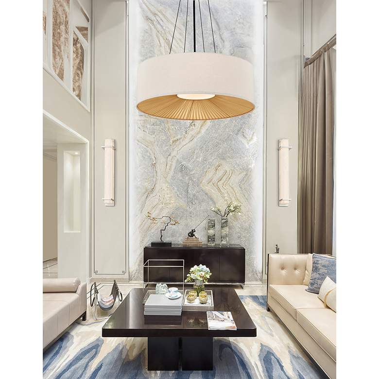 Image 2 Justice Design Warren 36"W Matte Black Drum Pendant Light more views
