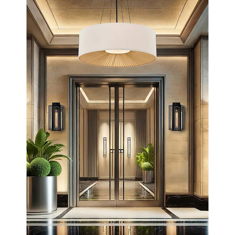 Image 3 Justice Design Warren 36"W Matte Black Drum Pendant Light more views