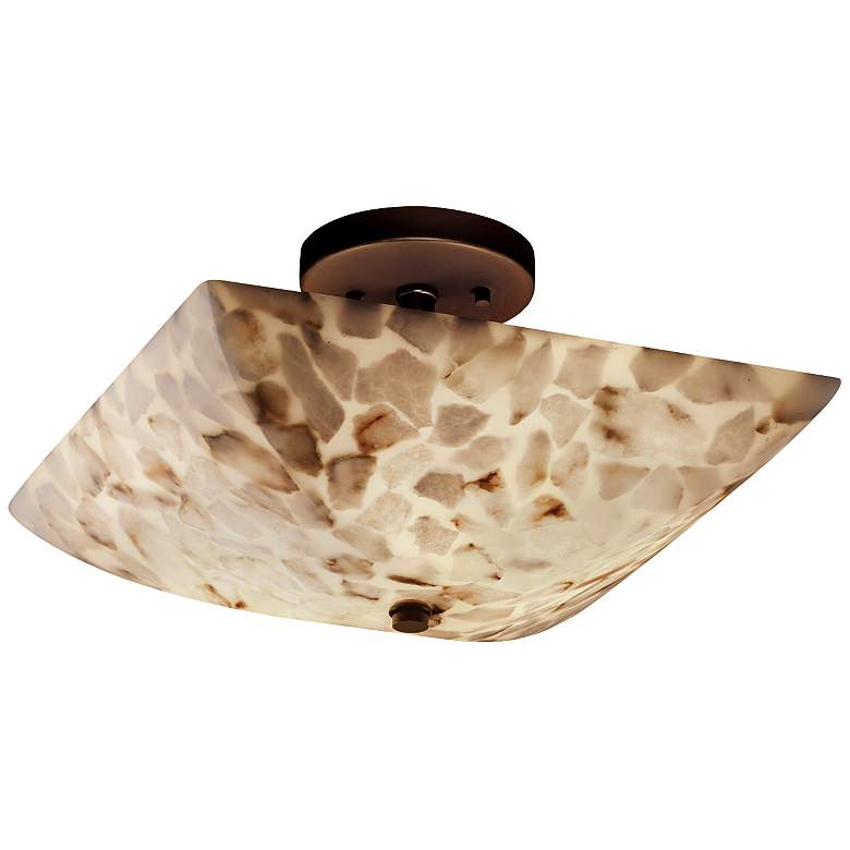 Image 2 Justice Lumenaria 14" Wide Alabaster Rocks Square Ceiling Light