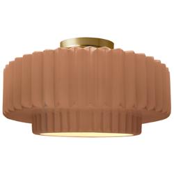 Justice Radiance 14 1/2" Brushed Brass Adobe Brown LED Ceiling Light