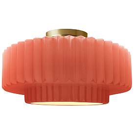 Image1 of Justice Radiance 14 1/2" Brushed Brass Blush Pink LED Ceiling Light