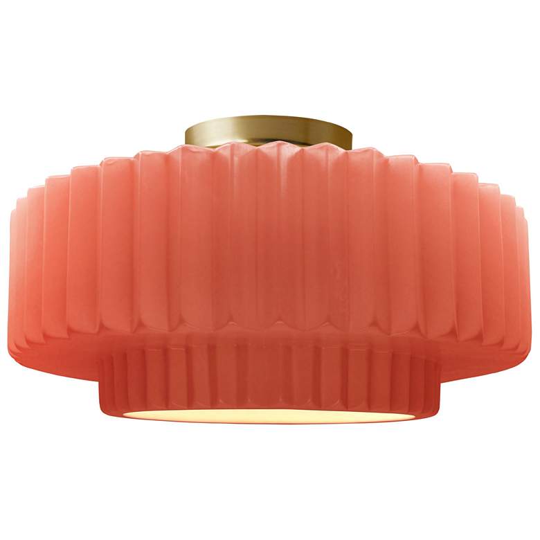 Image 1 Justice Radiance 14 1/2" Brushed Brass Blush Pink LED Ceiling Light