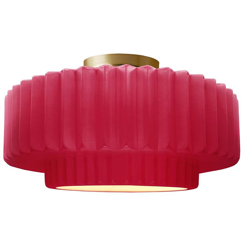 Image 1 Justice Radiance 14 1/2" Brushed Brass Cerise Red LED Ceiling Light